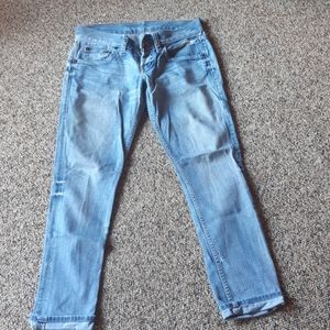 Low rise stretch slightly distressed